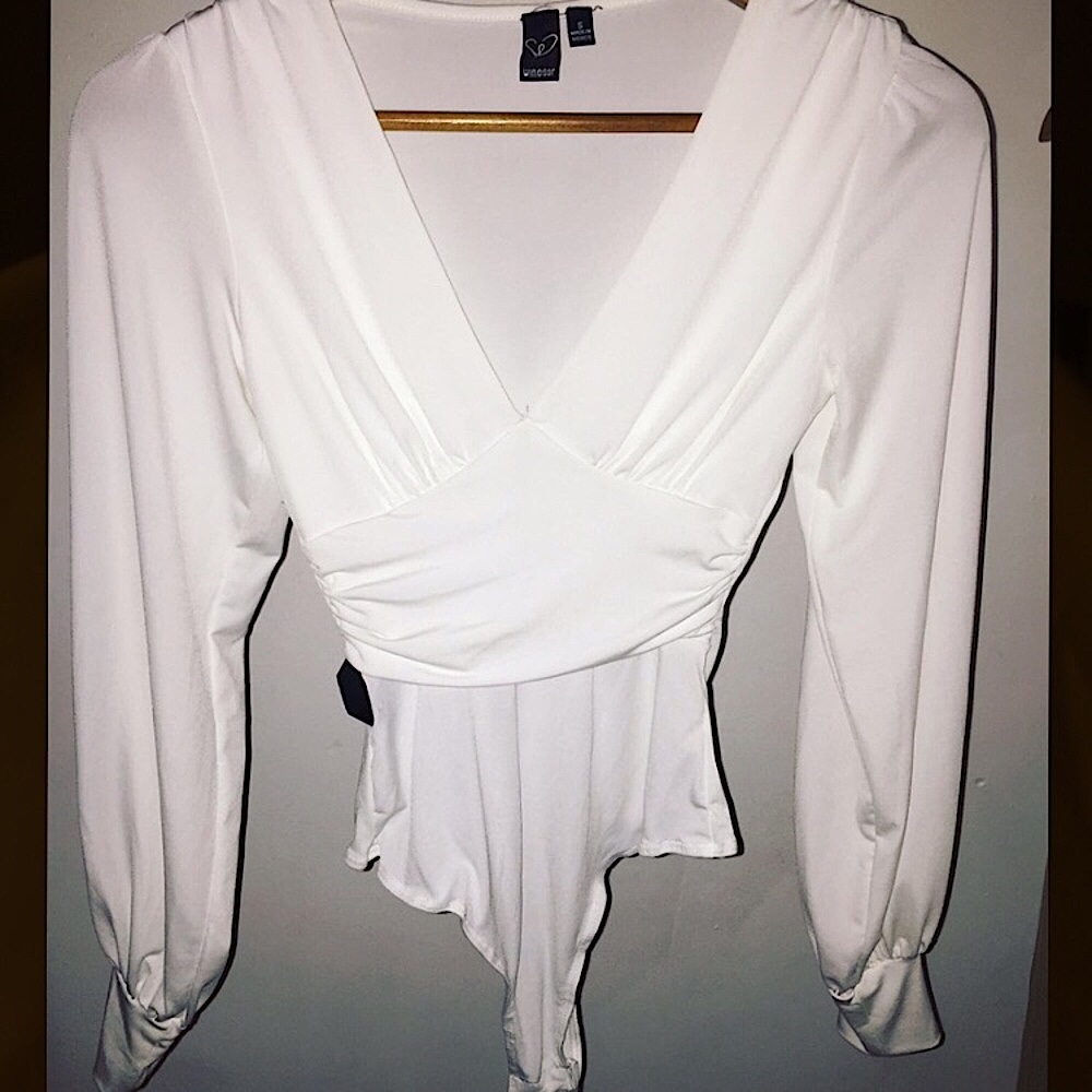 ✨Angel White Long-sleeve BodySuit Top